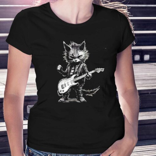 Guitar Cat Rock Cat Playing Guitar Rock Kitty Gifts For Her Shirt