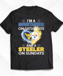 Heart Im A Mountaineer On Saturdays And A Steeler On Sundays Shirt Heart Im A Mountaineer On Saturdays And A Steeler On Sundays Shirt