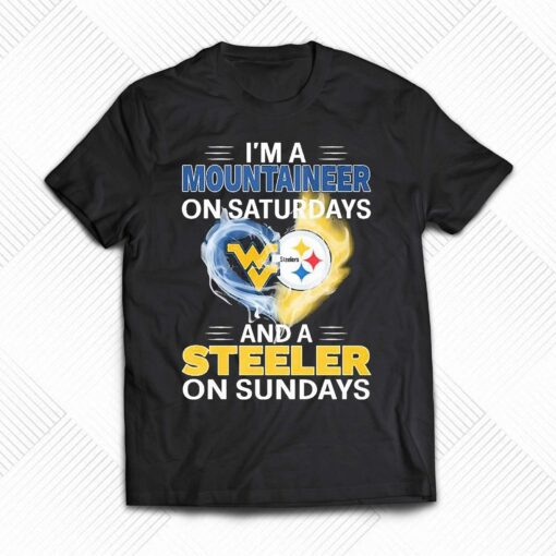 Heart Im A Mountaineer On Saturdays And A Steeler On Sundays Shirt