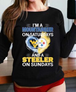 Heart Im A Mountaineer On Saturdays And A Steeler On Sundays Shirt Heart Im A Mountaineer On Saturdays And A Steeler On Sundays Shirt