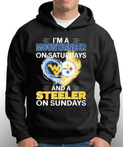 Heart Im A Mountaineer On Saturdays And A Steeler On Sundays Shirt 2 Heart Im A Mountaineer On Saturdays And A Steeler On Sundays Shirt 3