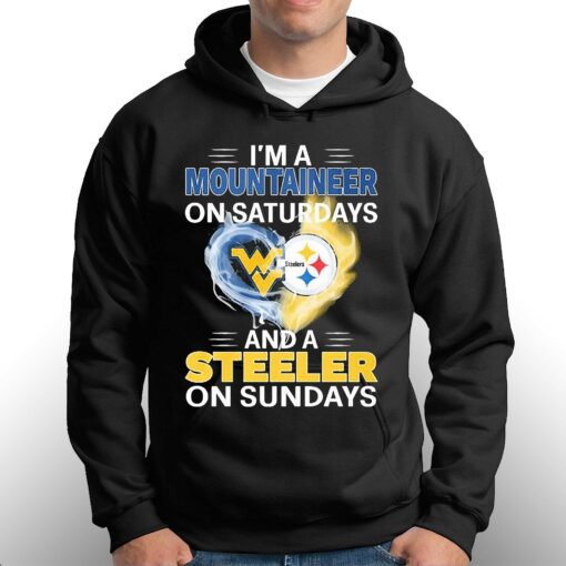 Heart Im A Mountaineer On Saturdays And A Steeler On Sundays Shirt