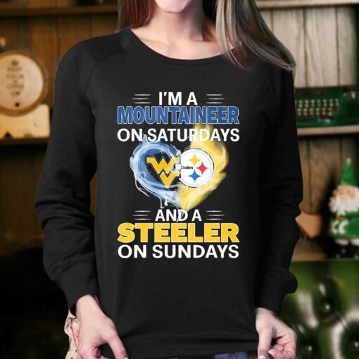 Heart Im A Mountaineer On Saturdays And A Steeler On Sundays Shirt