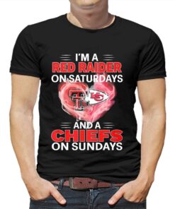 Heart Im A Red Raider On Saturdays And A Chiefs On Sundays Shirt Heart Im A Red Raider On Saturdays And A Chiefs On Sundays Shirt