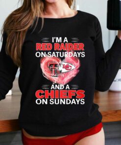 Heart Im A Red Raider On Saturdays And A Chiefs On Sundays Shirt Heart Im A Red Raider On Saturdays And A Chiefs On Sundays Shirt