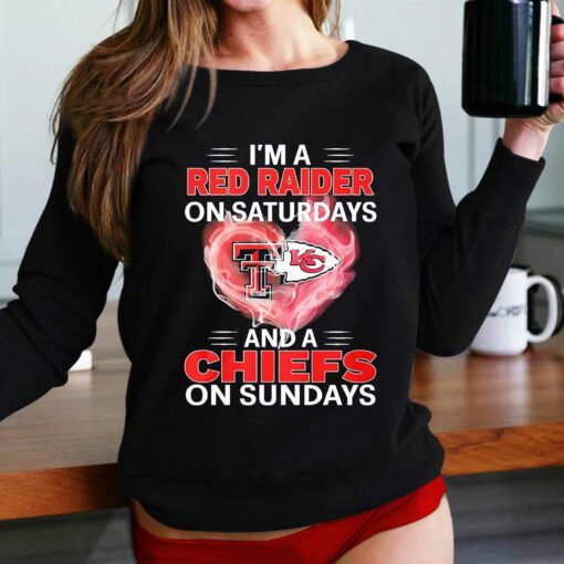 Heart Im A Red Raider On Saturdays And A Chiefs On Sundays Shirt