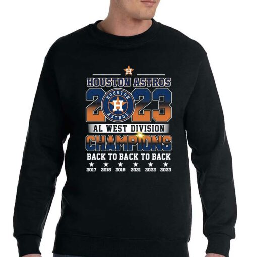 Houston Astros Al West Division Champions Back To Back To Back T-shirt