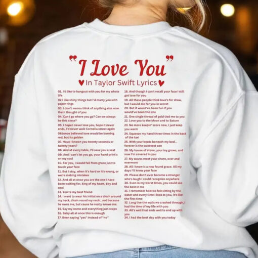 I Love You In Taylor Lyrics Sweatshirt