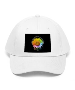 In A World Where You Can Be Anything Be Kind Sunflower Rainbow Daisy Flower Twill Hat In A World Where You Can Be Anything Be Kind Sunflower Rainbow Daisy Flower Twill Hat