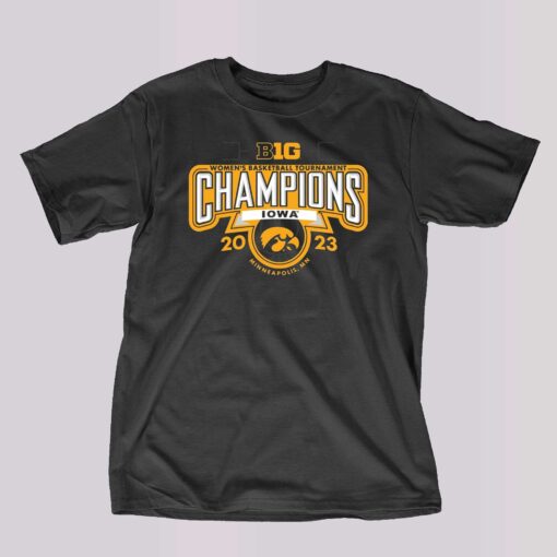 Iowa Hawkeyes Blue 84 2023 Big Ten Womens Basketball Conference Tournament Champions Locker Room T-shirt