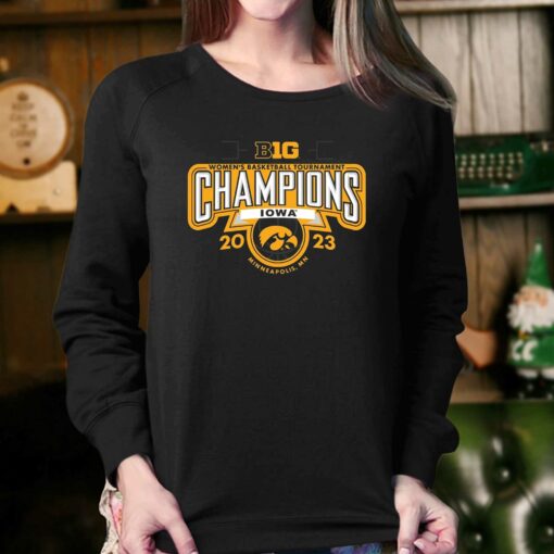 Iowa Hawkeyes Blue 84 2023 Big Ten Womens Basketball Conference Tournament Champions Locker Room T-shirt