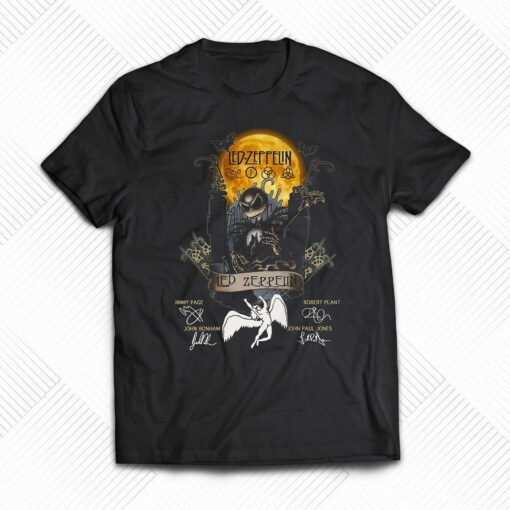 Jack Skellington Collab Led Zeppelin Signature Halloween T-shirt