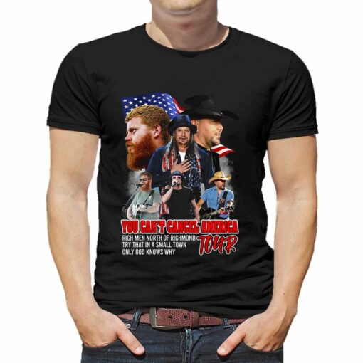 Jason Aldean Kid Rock And Oliver Anthony You Cant Cancel America Tour T-shirt