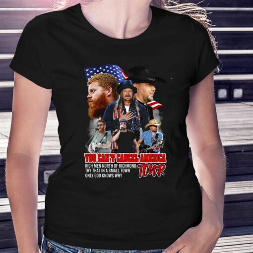 Jason Aldean Kid Rock And Oliver Anthony You Cant Cancel America Tour T-shirt