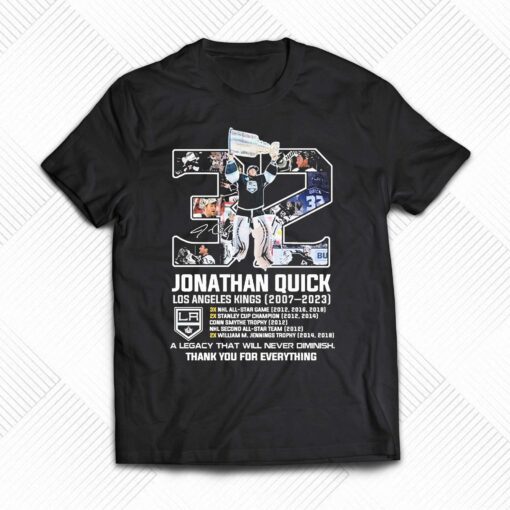 Jonathan Quick Los Angeles Kings 2007-2023 Thank You For The Memories Signatures Shirt