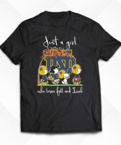 Just A Girl Who Loves Fall And Irish Peanuts Characters Snoopy Shirt