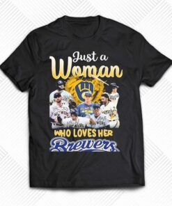 Just A Woman Who Loves Milwaukee Brewers 2023 Signatures Shirt Just A Woman Who Loves Milwaukee Brewers 2023 Signatures Shirt