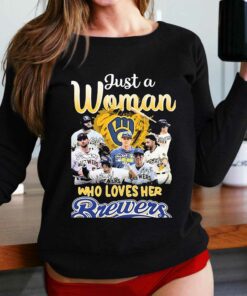 Just A Woman Who Loves Milwaukee Brewers 2023 Signatures Shirt