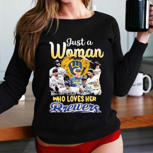 Just A Woman Who Loves Milwaukee Brewers 2023 Signatures Shirt