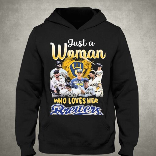 Just A Woman Who Loves Milwaukee Brewers 2023 Signatures Shirt