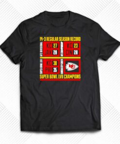 Kansas City Chiefs 14-3 Regular Season Record Super Bowl Lvii Champions Shirt