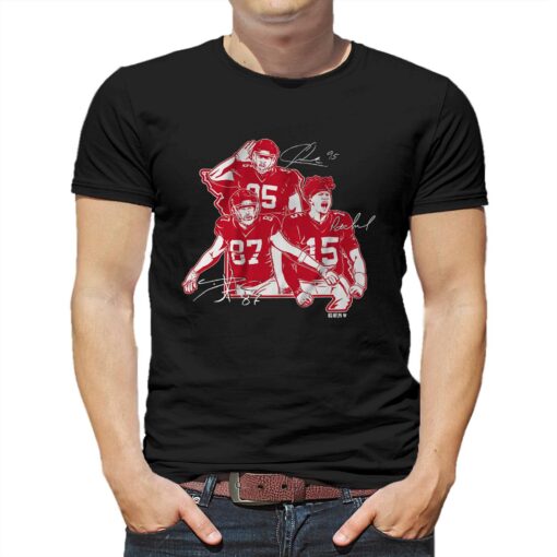 Kansas City Star Collage Patrick Mahomes Travis Kelce And Chris Jones Shirt