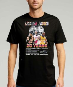 Lebron James 20 Years 2003-2023 La Lakers Miami Heat Cleveland Cavaliers Signatures Shirt Lebron James 20 Years 2003-2023 La Lakers Miami Heat Cleveland Cavaliers Signatures Shirt