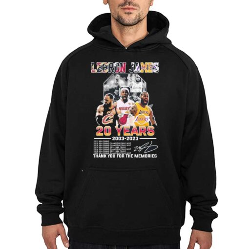 Lebron James 20 Years 2003-2023 La Lakers Miami Heat Cleveland Cavaliers Signatures Shirt