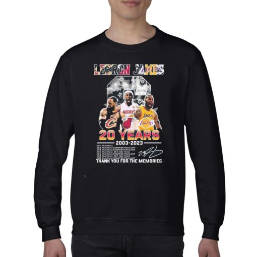 Lebron James 20 Years 2003-2023 La Lakers Miami Heat Cleveland Cavaliers Signatures Shirt