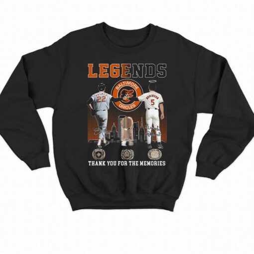 Legends Baltimore Orioles Palmer And Robinson Thank You For The Memories T-shirt