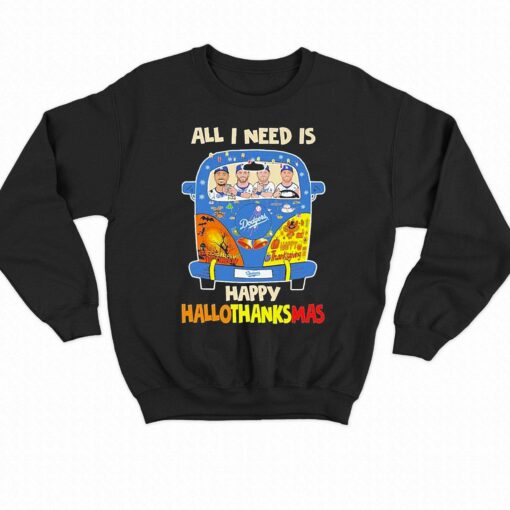 Los Angeles Dodgers Bus All I Need Is Happy Hallothanksmas 2023 T-shirt