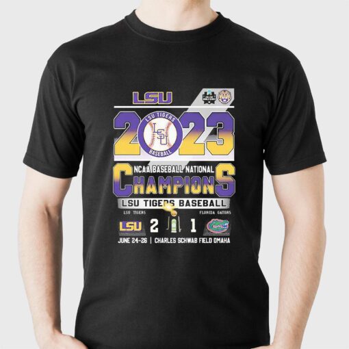 Lsu 2023 Ncaa Baseball National Champions Lsu Tigers 2-1 Florida Gators Shirt