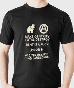 Make Gentrify Total Destroy Rent Is A Fuck T shirt 1