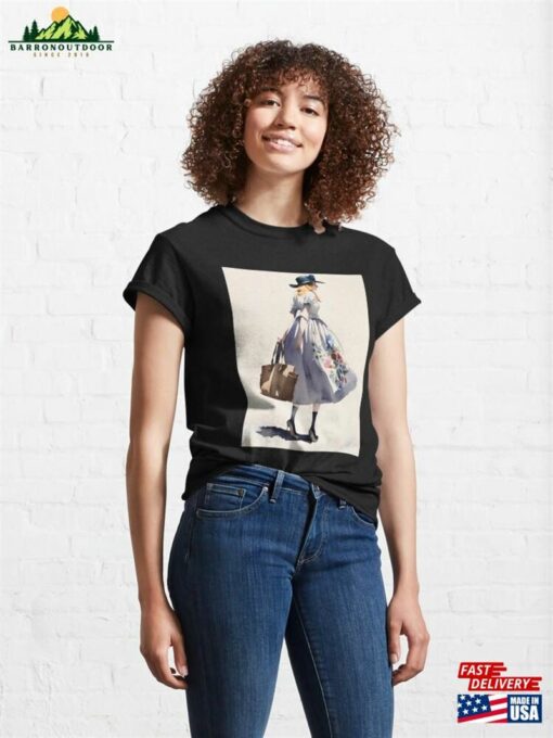 “Fashion Forward In Paris” 14A Naive Drawing Watercolor Woman Floral Illustration …By Carraann Classic T-Shirt Unisex Sweatshirt