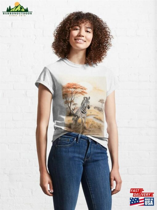 001 Cute Zebra In A Serengeti Scene Classic T-Shirt Hoodie