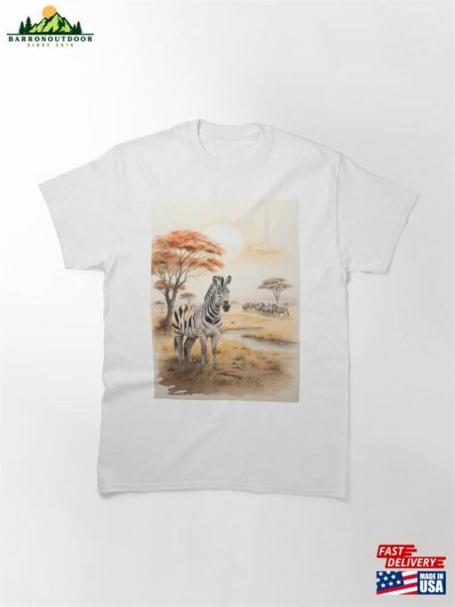 001 Cute Zebra In A Serengeti Scene Classic T-Shirt Hoodie