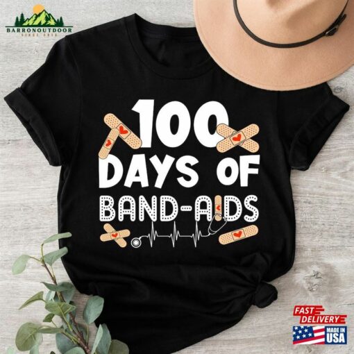 100 Days Of Band Aids Shirt School Nurse T-Shirt Classic