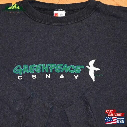 1987 Crosby Stills Nash Amp Young Vintage Rare 80’S Greenpeace Concert Tour Sweatshirt Sweat Shirt (L T-Shirt Classic