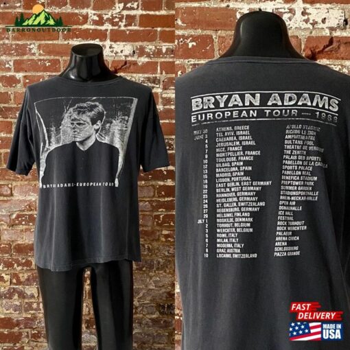 1988 Bryan Adams European Tour T-Shirt Vintage 80S Tee Super Soft Single Stitch Xl 23 X 27 5 Classic Unisex