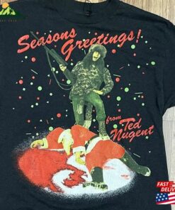 1990 Ted Nugent Seasons Greetings Whiplash Bash 50 Vintage T-Shirt Size S (M) Santa Claus Christmas Hoodie Classic