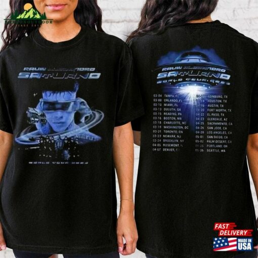 2 Sided 2023 Rauw Alejandro Saturno World Tour Sweatshirt Album T-Shirt Hoodie Unisex