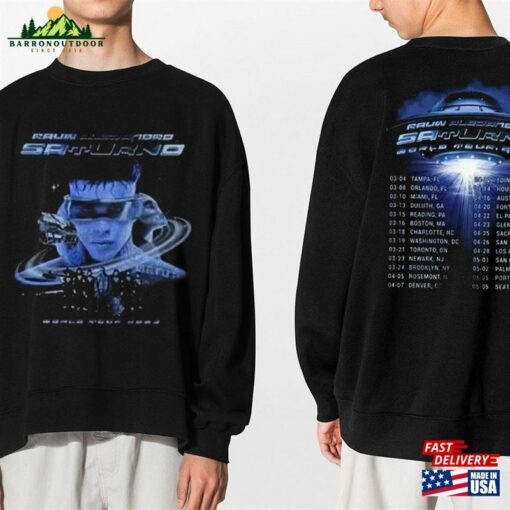 2 Sided 2023 Rauw Alejandro Saturno World Tour Sweatshirt Album T-Shirt Hoodie Unisex