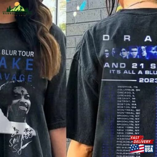 2 Sided Drake 21 Savage Rap Premium T-Shirt Concert Unisex Tour Dates Hoodie Sweatshirt