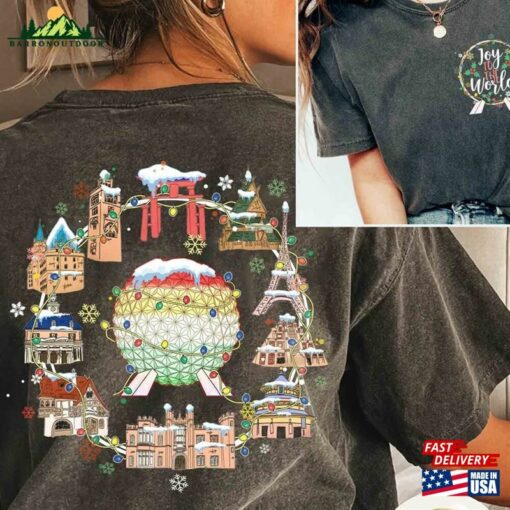 2 Sided Joy To The World Disney Christmas Shirt Epcot Tour T-Shirt Unisex