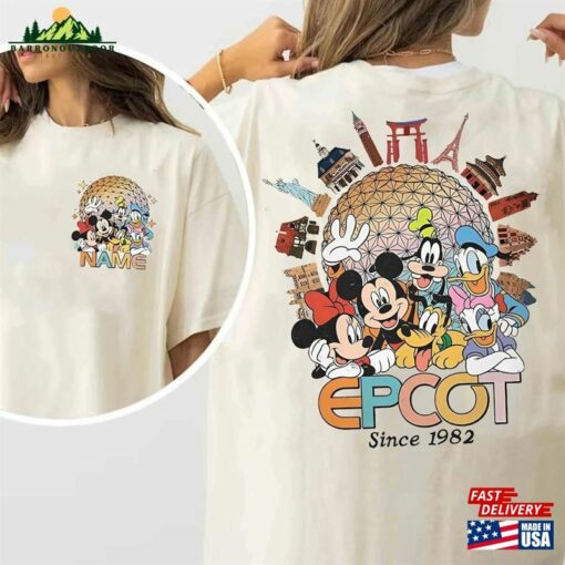 2 Sided Personalized Mickey Amp Friends Epcot Shirt Vintage Retro World Tour T-Shirt Unisex