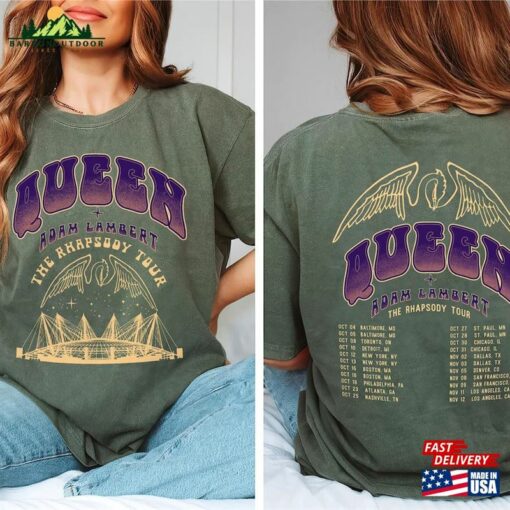 2 Sided Queen Adam Lambert The Rhapsody Tour 2023 Sweatshirt Rock Band Shirts T-Shirt Classic