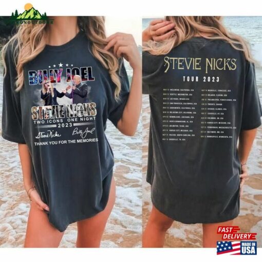 2023 Billy Joel Stevie Nick Two Icons One Night Shirt T-Shirt Hoodie Classic