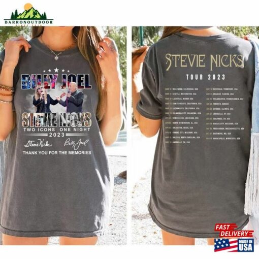 2023 Billy Joel Stevie Nick Two Icons One Night Shirt T-Shirt Hoodie Classic