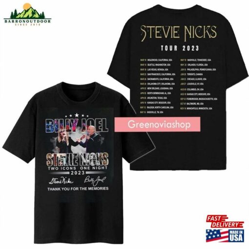 2023 Billy Joel Stevie Nick Two Icons One Night Shirt T-Shirt Signatures Classic Hoodie