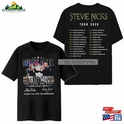 2023 Billy Joel Stevie Nick Two Icons One Night Shirt T-Shirt Signatures Hoodie Classic